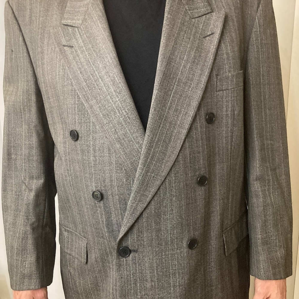 Yves Saint Laurent Double Breasted Men's Suit 46R 100% Wool Made In France
